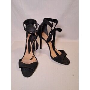 Schutz Open-Toe Ankle Strap & Tie 4" Stiletto Heels Black Faux Suede Size 8B